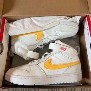 NEW Nike Court Borough Mid 2 White, Pink, Yellow Kids' Sneakers